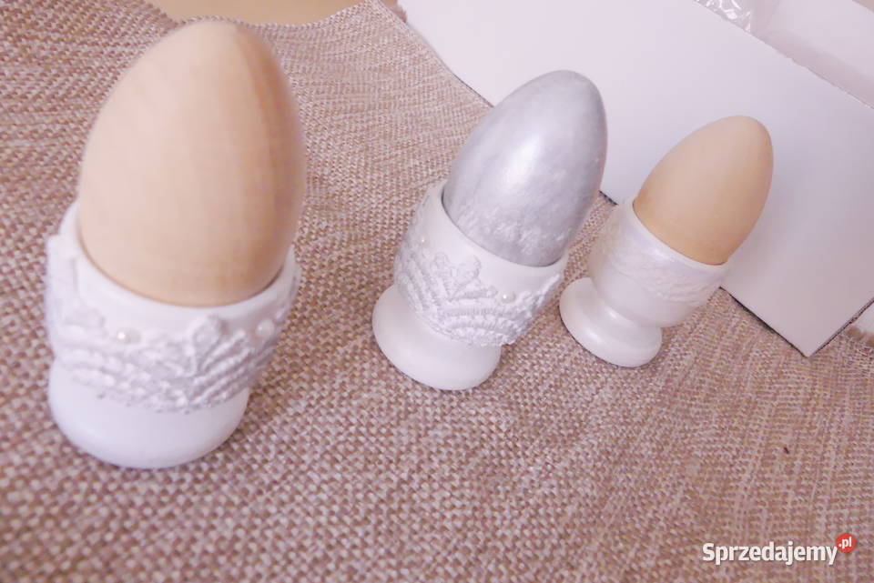 Drewniane kieliszki z jajeczkami Rękodzieło Drawsko Pomorskie