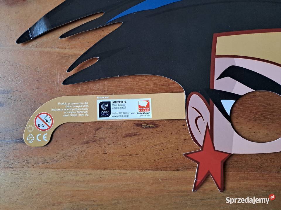 Papierowa maska Superman Wonder Woman Justice Warszawa sprzedam