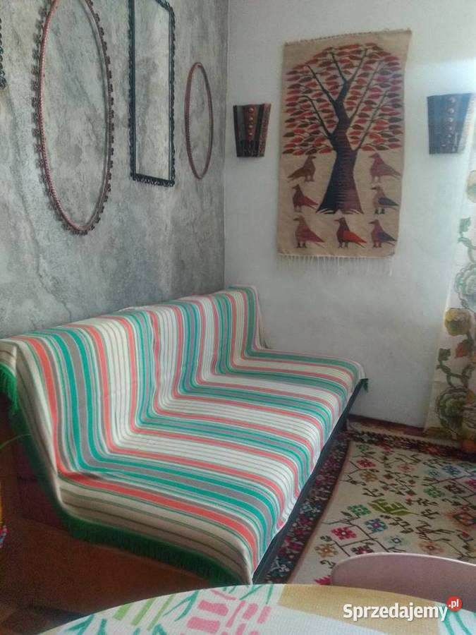 Narzuty kapy welniane pasiaki PRL