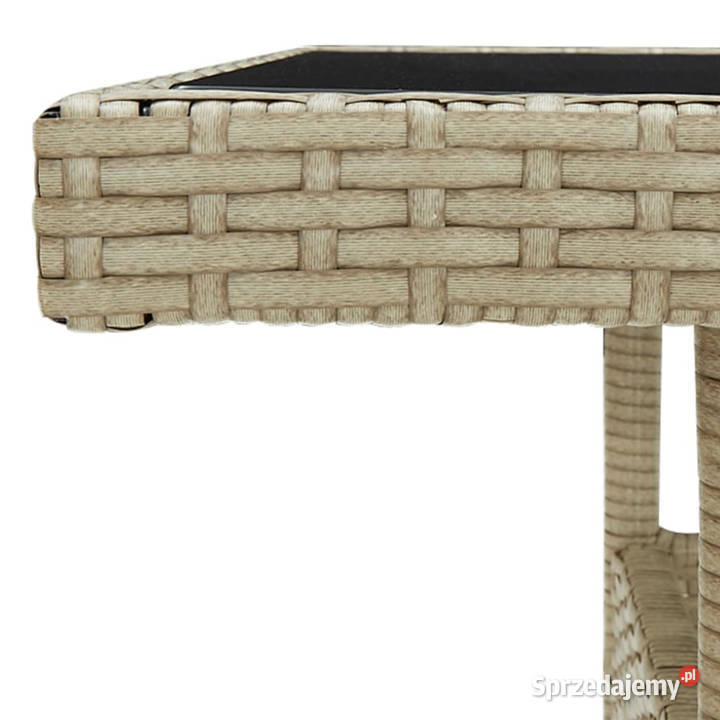 Stół ogrodowy beżowy rattan PE i szkło WM310551 Warszawa