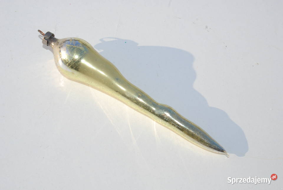 Stara ozdoba choinkowa bombka sopel złoty Pozostałe śląskie Cieszyn