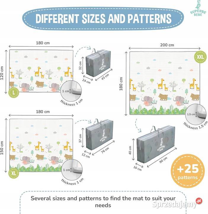 Mata piankowa do zabawy niemowląt 150x180 Myszyniec