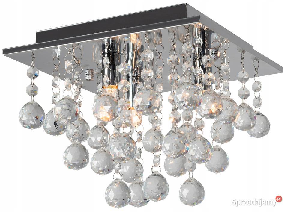 Lampa Sufitowa Kryształowa Kwadratowa Żyrandol Brzozów