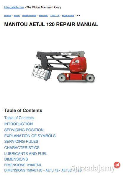 Manitou AET120 JL 120 AET150 instrukcja naprawy Kielce