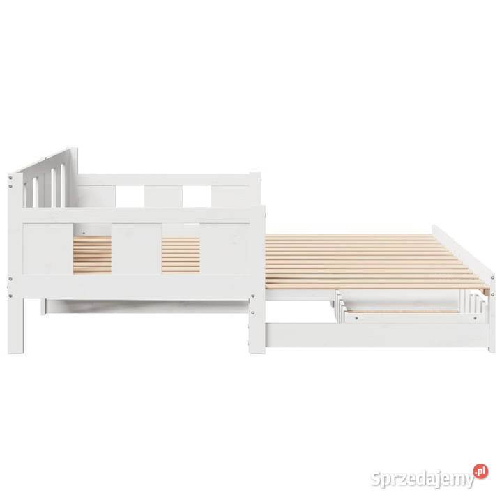 Sofa rozsuwana z szufladami bez materaca białe 193cm Warszawa