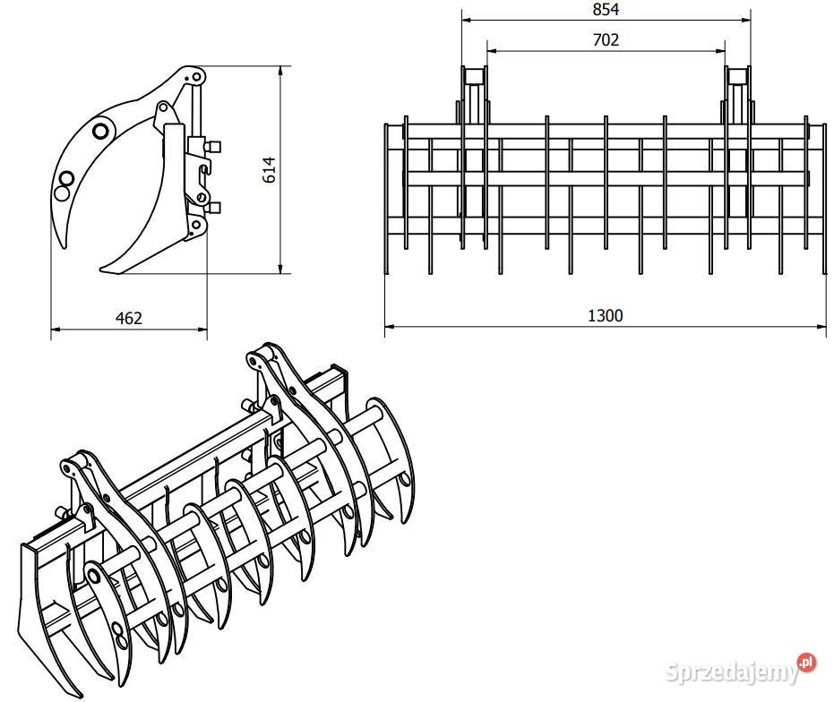 2 CHWYTAK do ładowacza DO DREWNA I GAŁĘZI dowóz Dąbrowa Biskupia