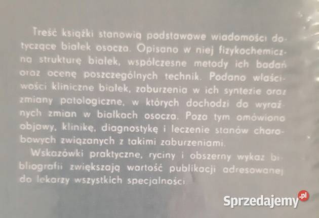 Białka osocza Patofizjologia i klinika Walter kujawsko-pomorskie Osięciny sprzedam