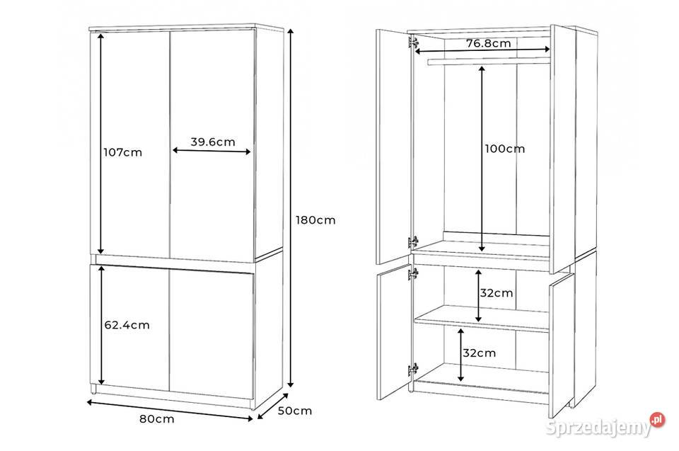 Szafa Drewniana Garderoba Z Półkami Drążkiem 80 Elbląg