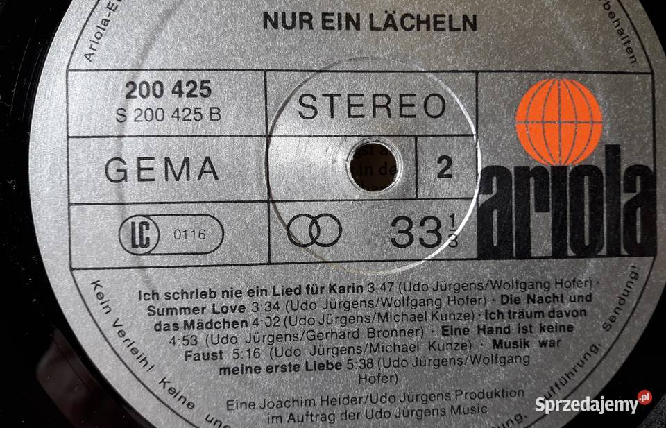 UDO JURGENS JEDEN UŚMIECH NUR EIN LACHELN Myślachowice sprzedam