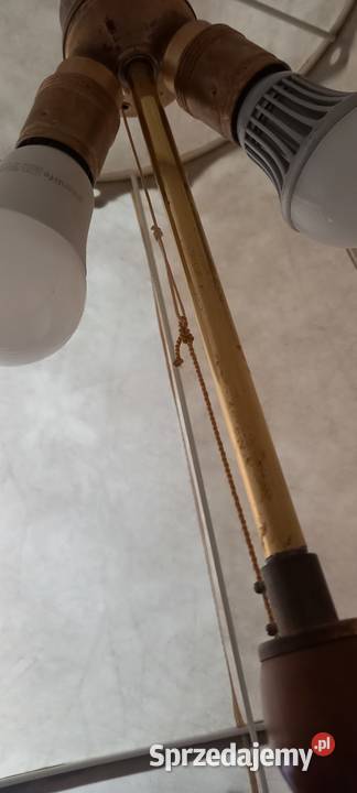 Drewniana lampa podłogowa z abażurem 2 Skierniewice sprzedam