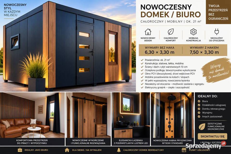 Nowoczesny całoroczny domek biuro mobilne ok 21 Bydgoszcz