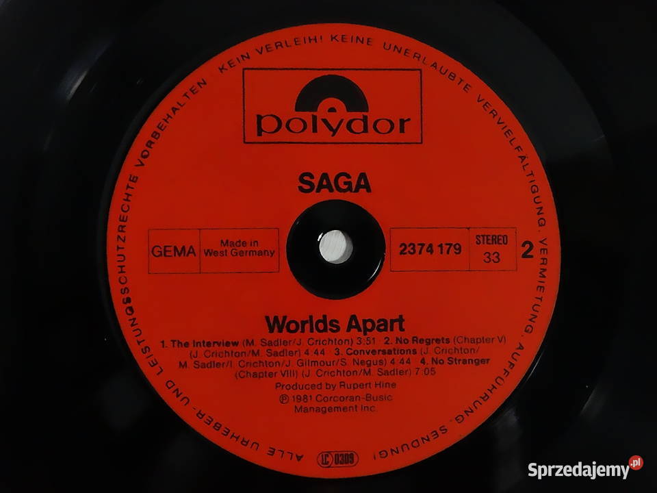 Płyta winylowa Saga Worlds Apart 1981 Stan lubelskie Biłgoraj