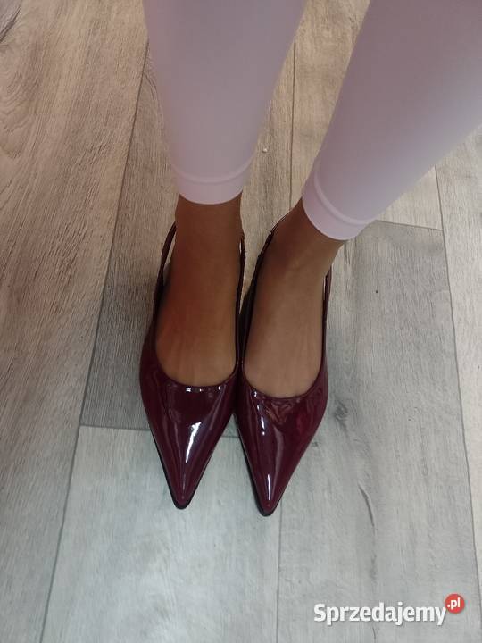 43 Bordowe baleriny wieczorowe z odkrytą piętą Kraków