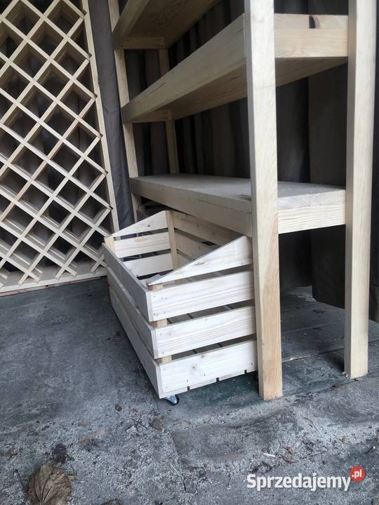 Regał stojak na wino duży lite drewno