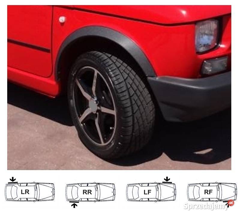 Fiat 126 nakładki na błotnik czarny mat 4 sierpy osobowe wielkopolskie Ostrów Wielkopolski