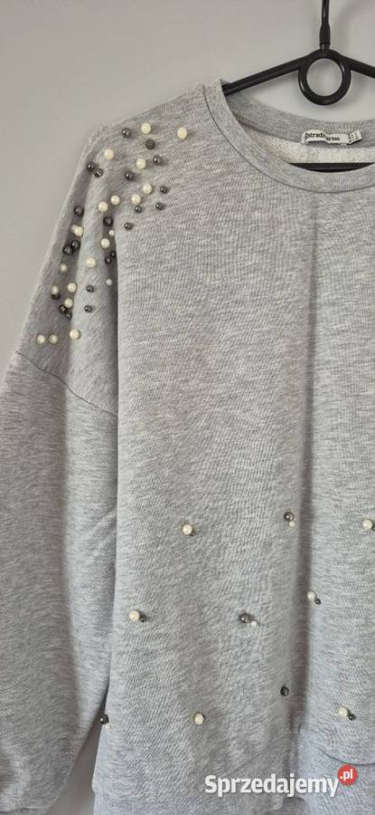 Szara bluza Stradivarius perły S