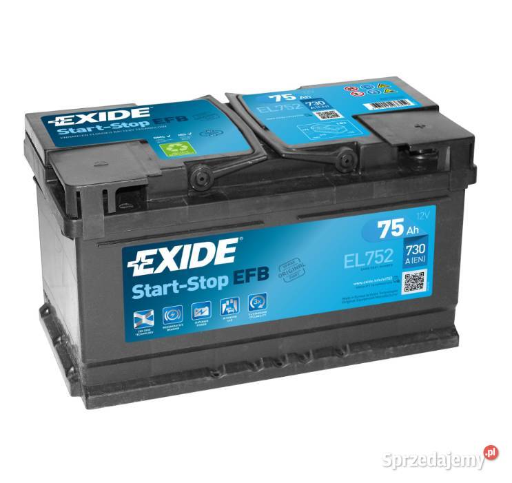 Akumulator 75Ah 730A Exide startstop EFB EL752 osobowe Akumulatory Kościerzyna