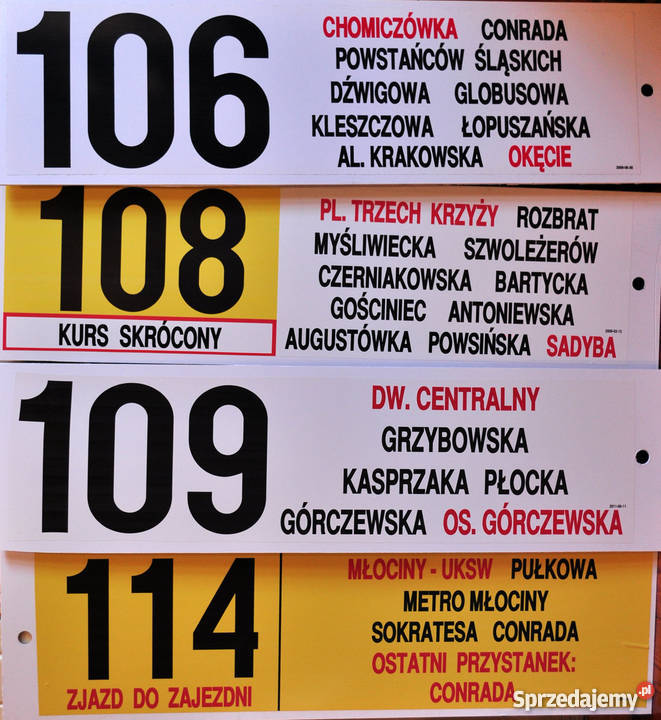 Tablice aurtobusowe zbiory na sprzedaż Warszawa