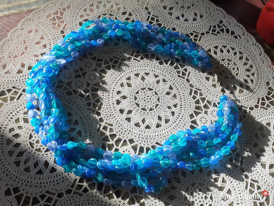 korale naszyjnik niebiesko turkusowy