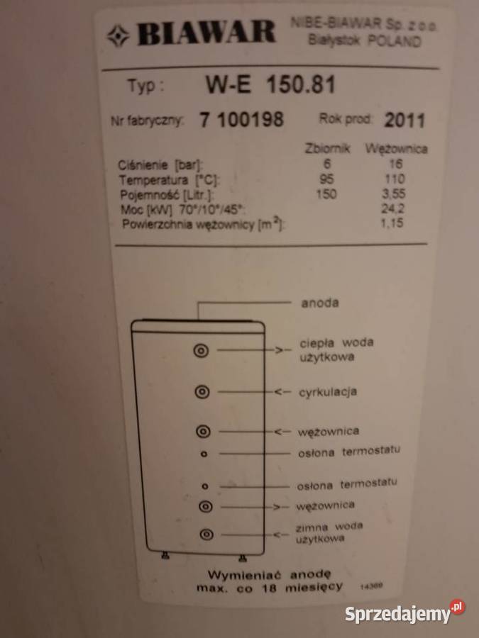 Bufor boiler zasobnik cwu 150 l Pozostałe Przywóz