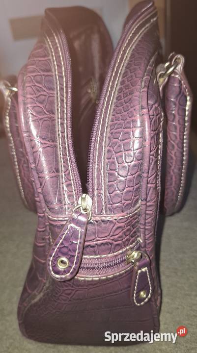 Elegancka torebka kuferek Clarks śliwkowa kroko Torby i torebki Zielona Góra