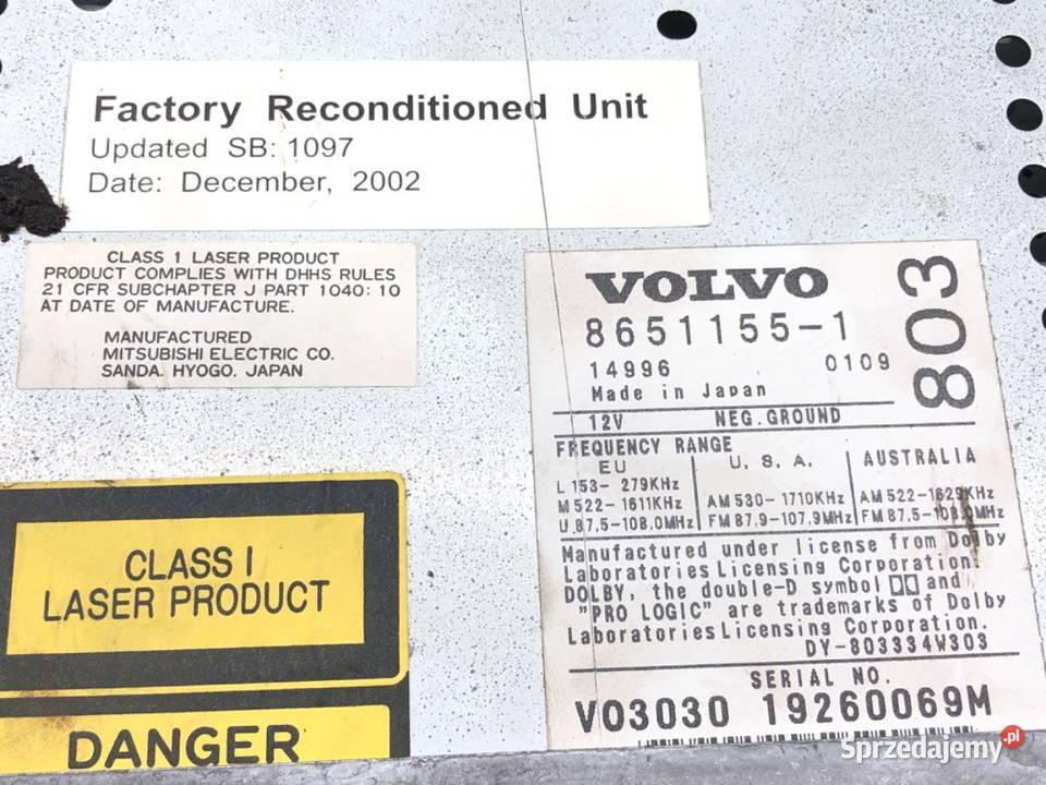 RADIO VOLVO V70 II 8651155 9908 ODTWARZACZ