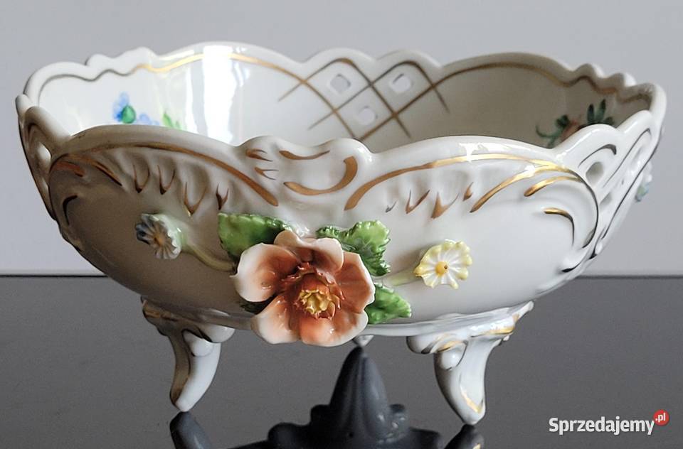 Ażurowa patera w miśnieńskim stylu na nóżkach Kraków