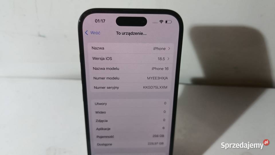 Smartfon APPLE iPhone 16 8256GB Katowice