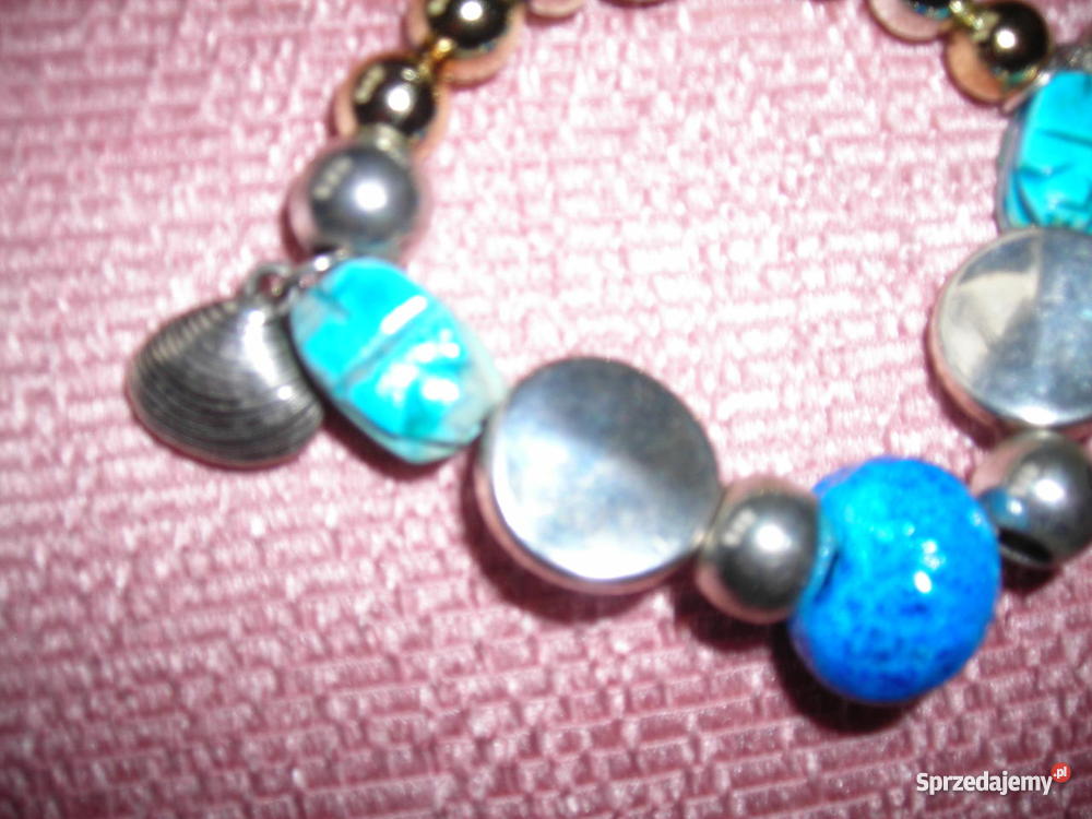 BRANSOLETKA HAND MADE Z DOMINANTĄ TURKUSOWĄ sprzedam