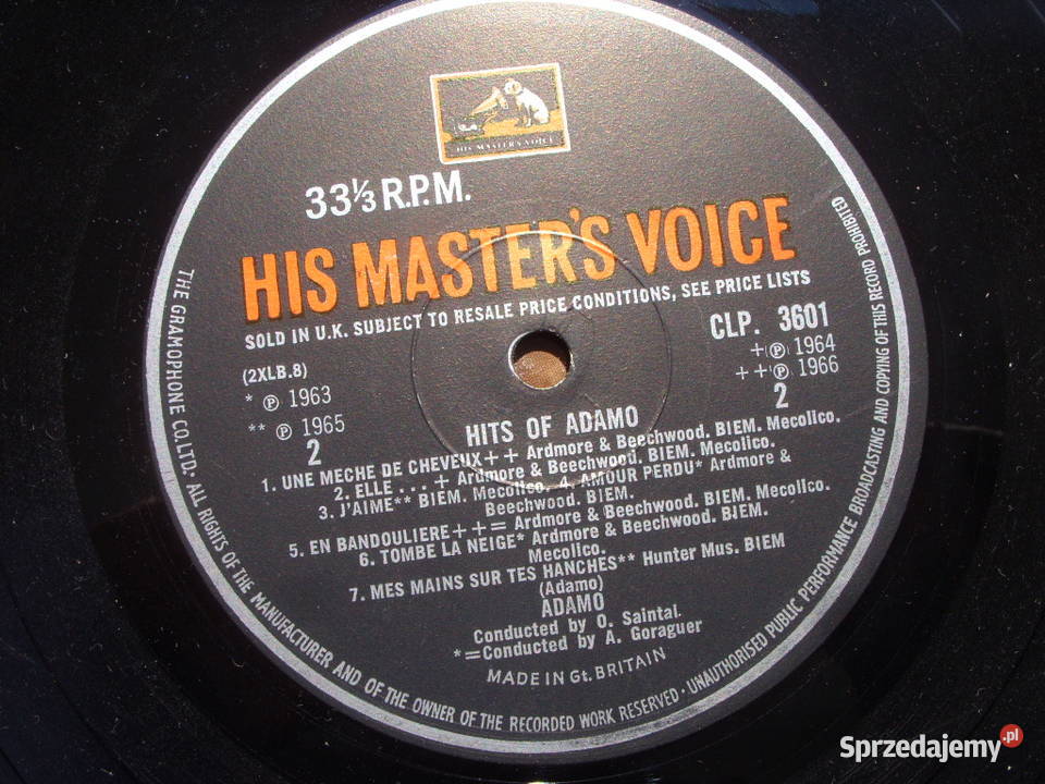 Winyl LP THE HITS OF ADAMOHIS MASTERS VOICE Wołów sprzedam