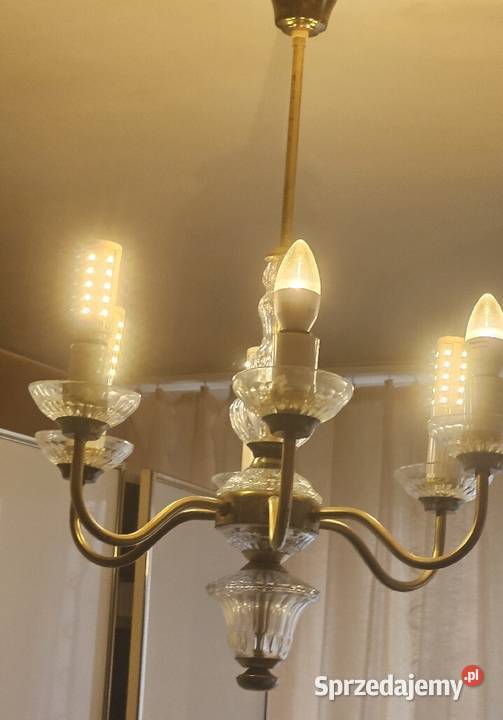Kryształowe Vintage PRL Żyrandole 2 Lampy wiszące Katowice