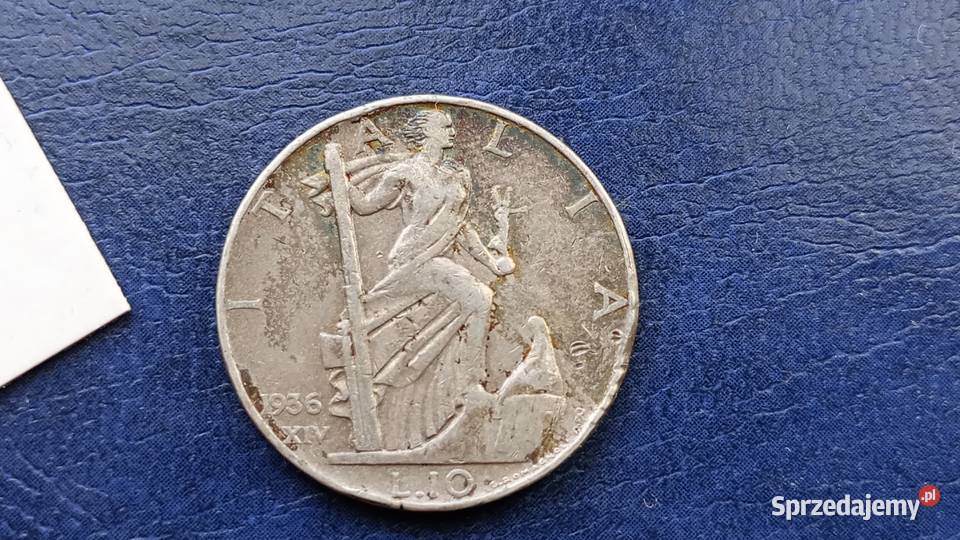 Stare monety 10 lir 1936 Włochy srebro Numizmatyka Lesko sprzedam
