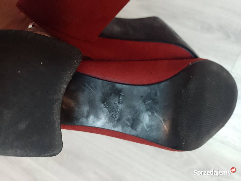 40 ZARA Czerwone bordowe klapki chodaki letnie z Kraków