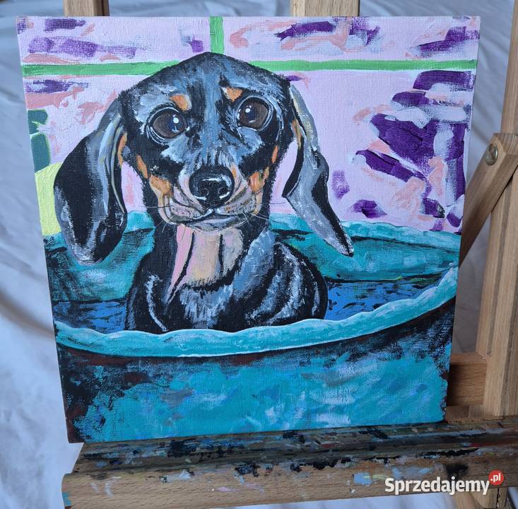 Obraz jamnik jamniczek artysty na prezent na