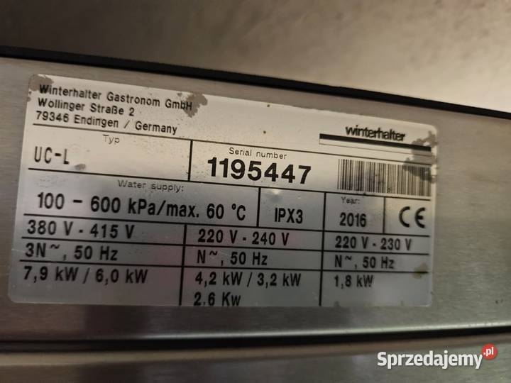 Zmywarka Winterhalter UCL SERWISIE Pszczyna
