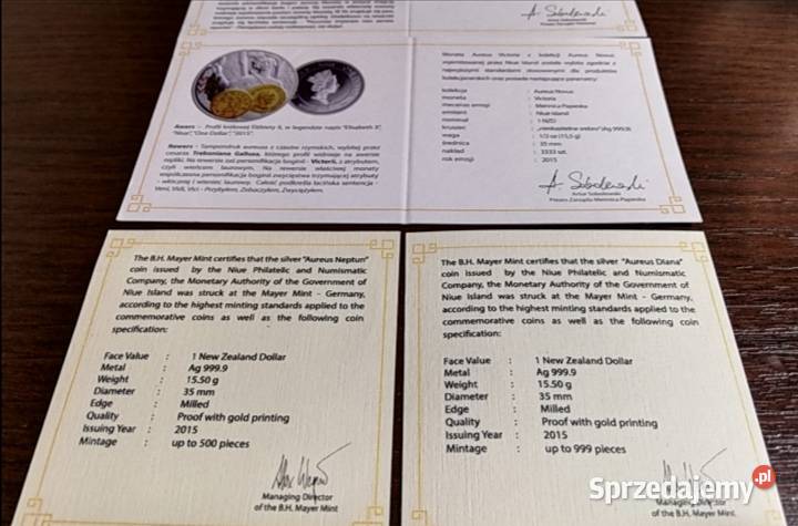 Aureus Novus srebrna moneta DIANA NEPTUN