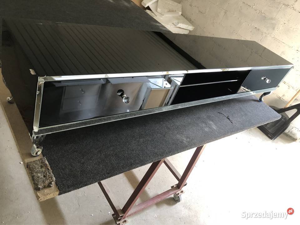 Komoda RTV czarna glamour srebrna noga Ludwik 40cm