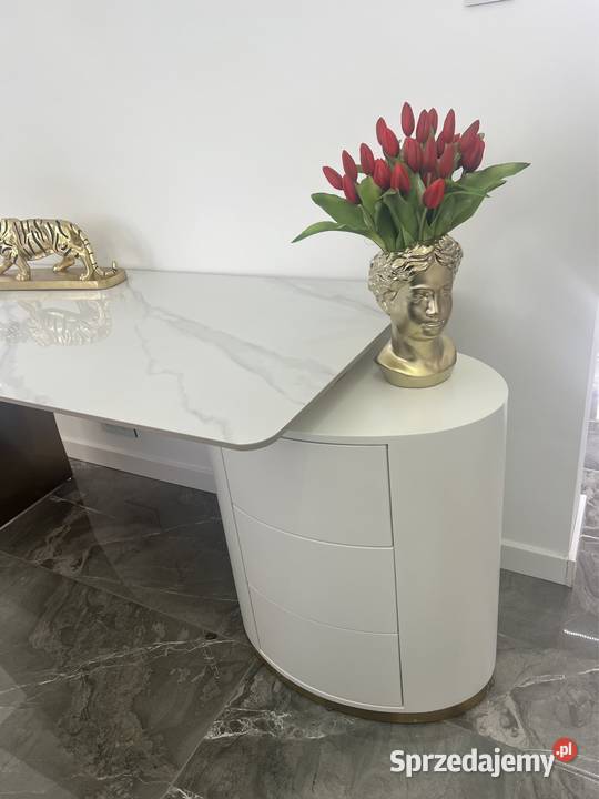 Biało złote biurko ze stali nierdzewnej Mediolan Golkowice sprzedam