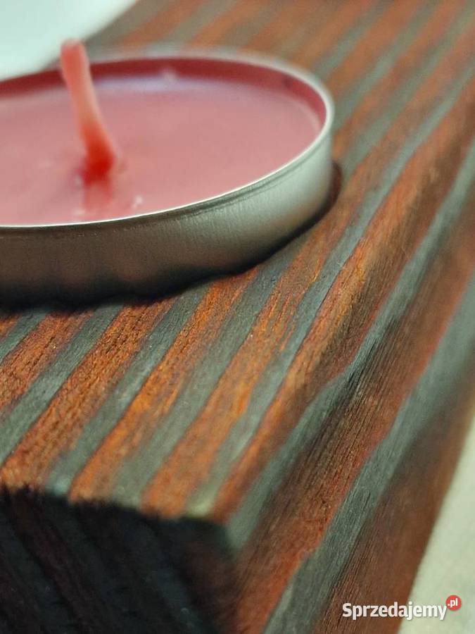 Świecznik świerkowy opalany Shou Sugi Ban kolory Sępopol