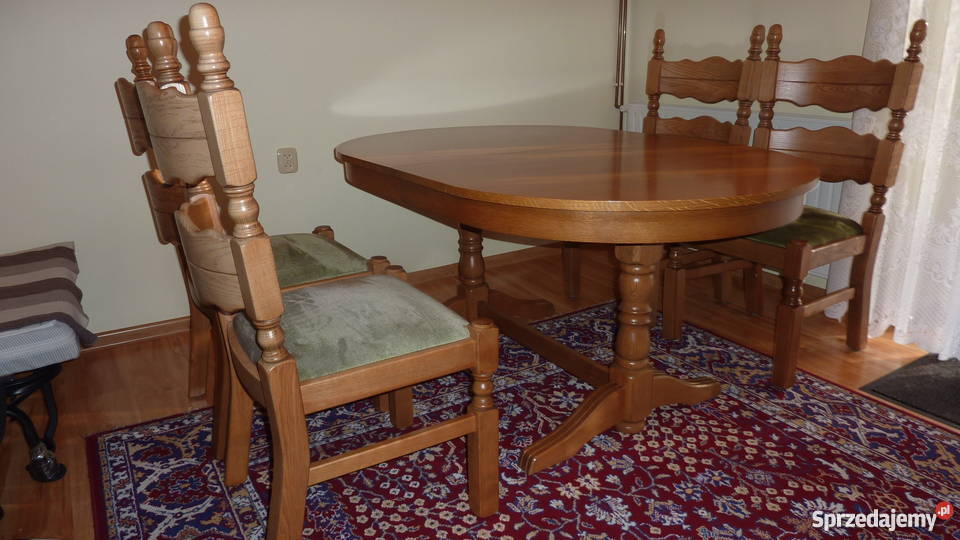 Stół rozkładany 100x160x200 4 krzesła z litego 74cm Stoły, krzesła, biurka łódzkie Łódź