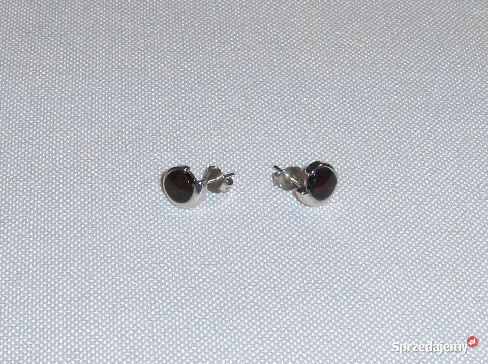 WKruk Srebrne kolczyki z bursztynem koniakowym Łódź