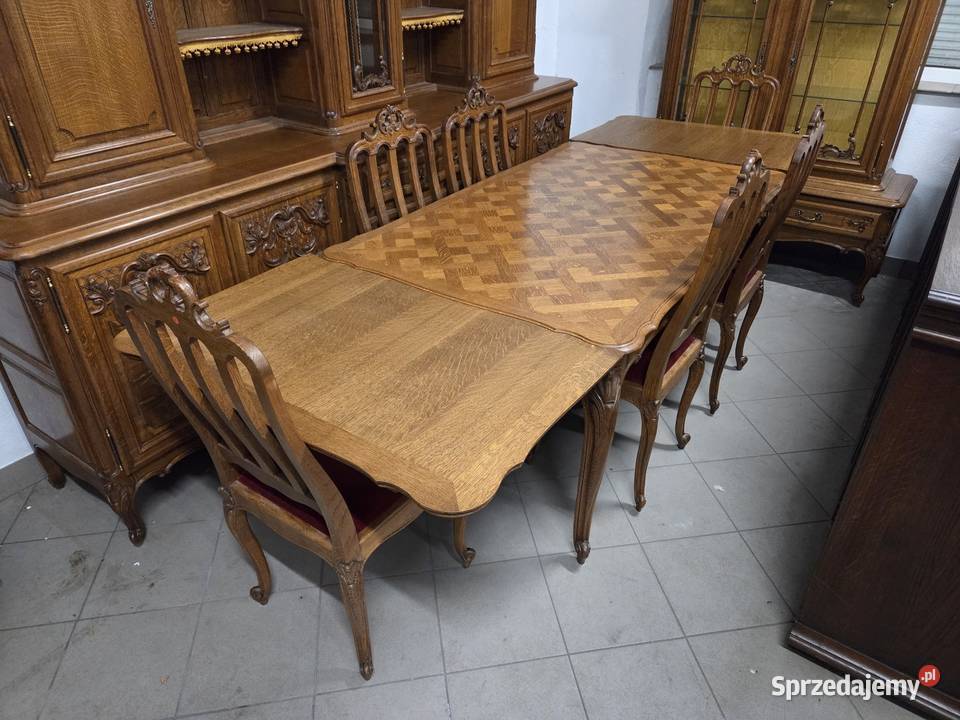 Piękny rozkładany stół Ludwikowski z 6 krzesłami Kleczew