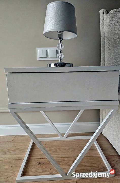 Stolik nocny biały mat GLAMOUR metalowe nogi X 45cm Łódź