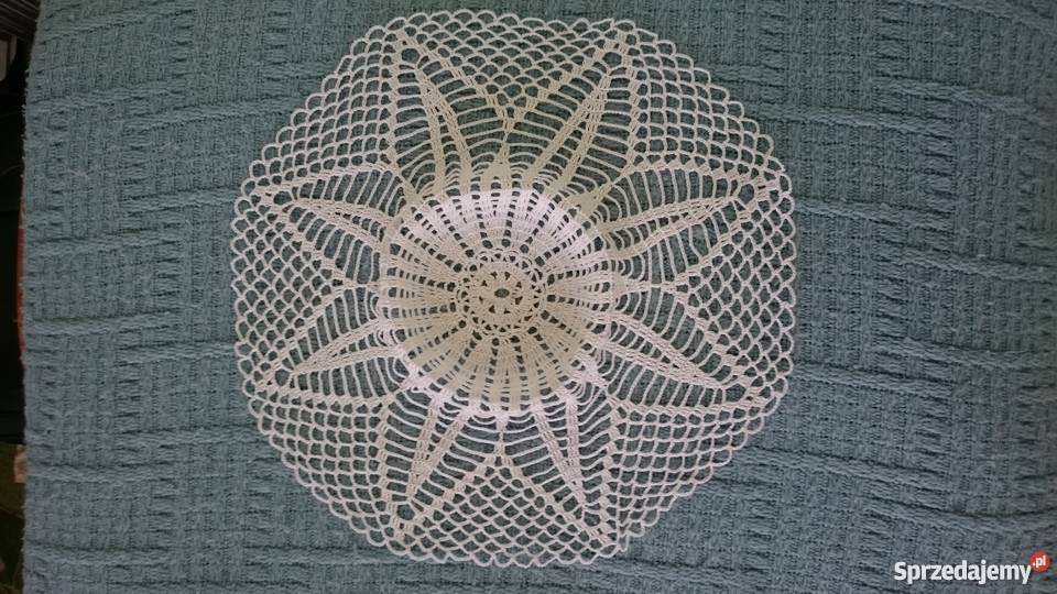 Serweta z białego kordonka średnica 35 Bolesławiec