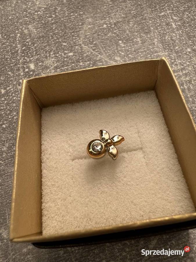 Kolczyk złoty srebrny z diamentem kwiat kwiatek Jasło
