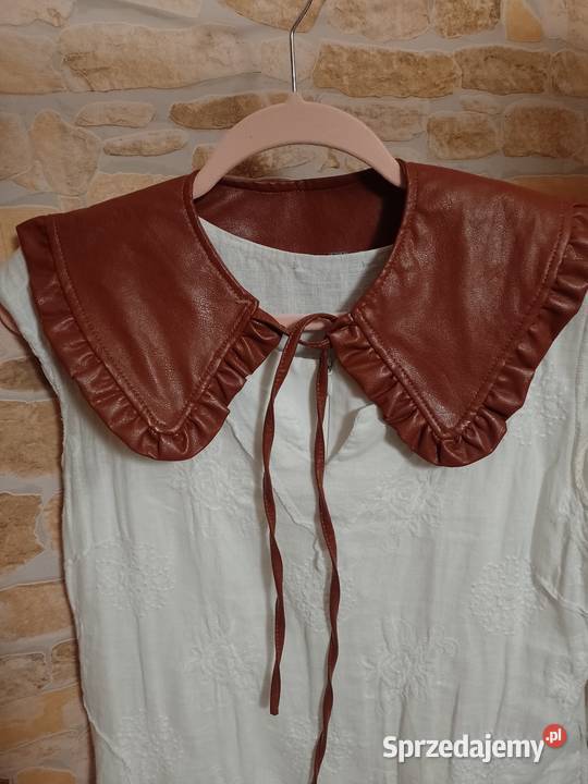 Skórzany brązowy kołnierz do płaszcza z Londynu Kraków sprzedam