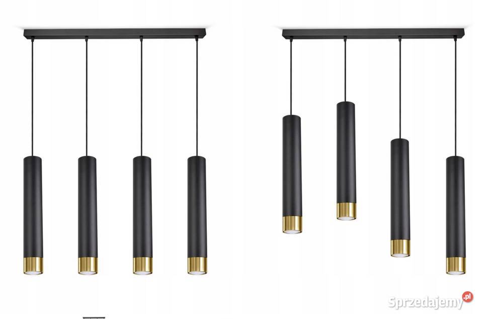 Lampa Wisząca SPOT Tuby Metal Czarna Złota GU10 Oświetlenie Choroszcz