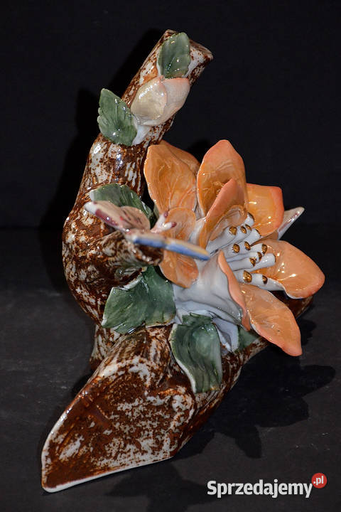 Porcelana Nofi gałąź kwiatowa mniejsza motyle wielkopolskie