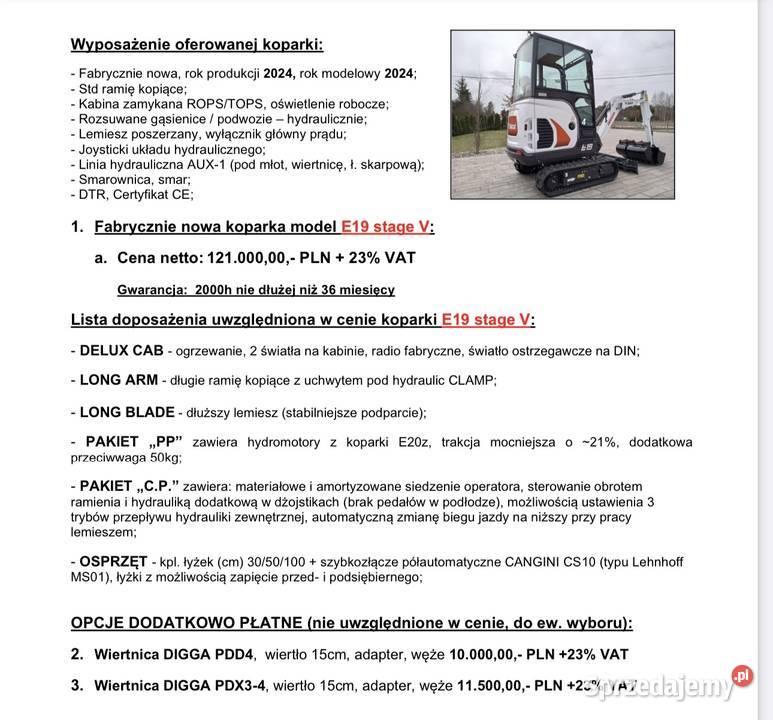 Koparka Bobcat E19 120 mh Najbogatsze Nowy Sącz