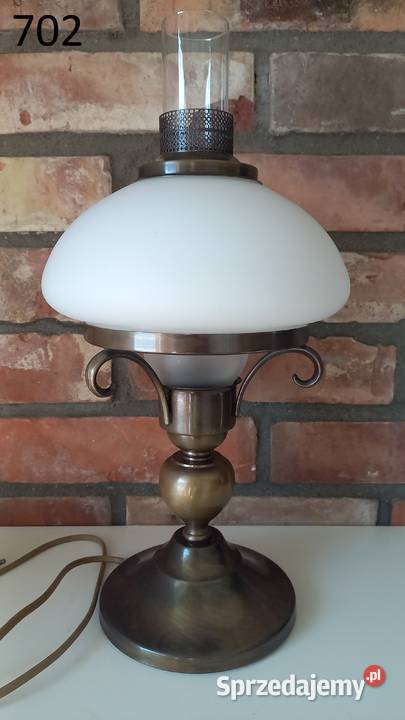Lampka metalowa Stołowa Gabinetowa Nocna Szklany Gawroniec